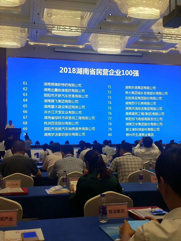 湖南省發(fā)布民營企業(yè)100強(qiáng)名單，天嬌榮膺63位